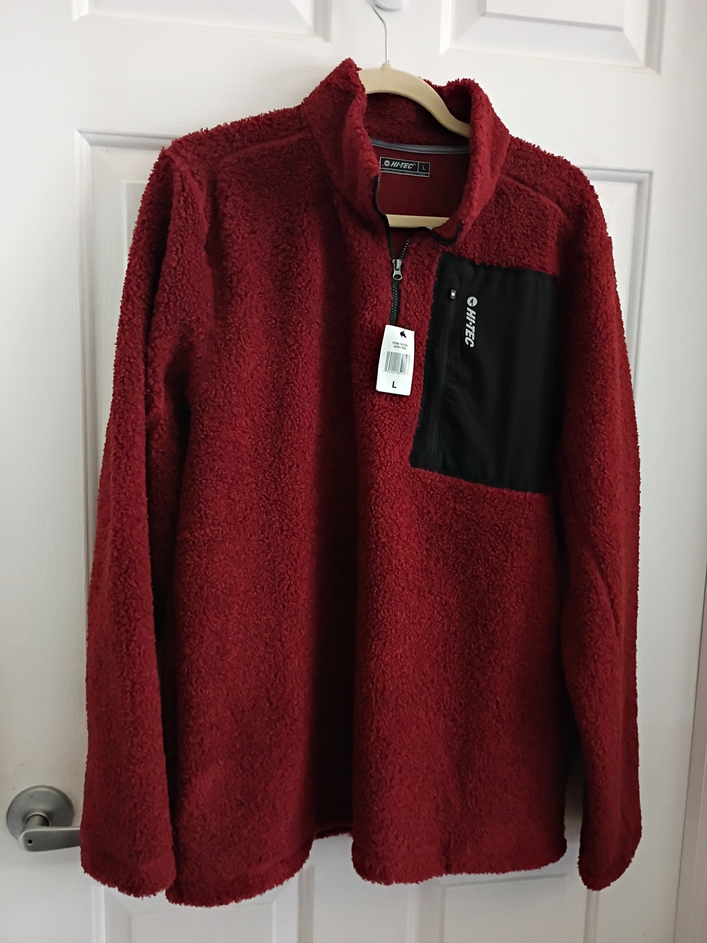 Hi-Tec Women's s Red Sherpa Half-Zip with Black Chest Pocket